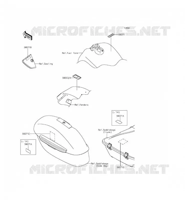 LABELS Kawasaki MOTOS 1700 2014 VULCAN 1700 VOYAGER ABS  VN1700BEF