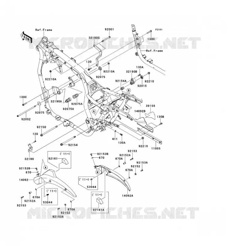 FRAME PARTS (COUVERTURE) Kawasaki MOTOS 1700 2013 VN1700 CLASSIC ABS  VN1700FDF