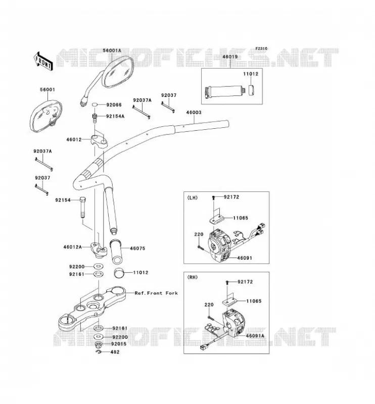 HANDLEBAR Kawasaki MOTOS 1700 2011 VN1700 VOYAGER CUSTOM ABS  VN1700KBF