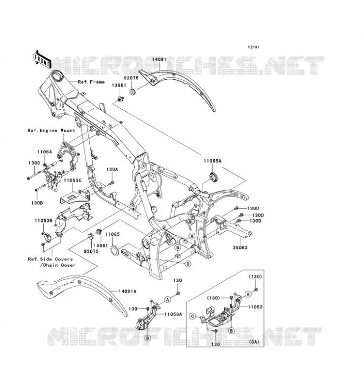 FRAME PARTS (COUVERTURE) Kawasaki MOTOS 2000 2009 VN2000 CLASSIC LT  VN2000J9F