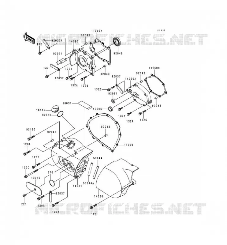 LEFT ENGINE COVER Kawasaki MOTOS 800 1998 VN800  VN800-A4