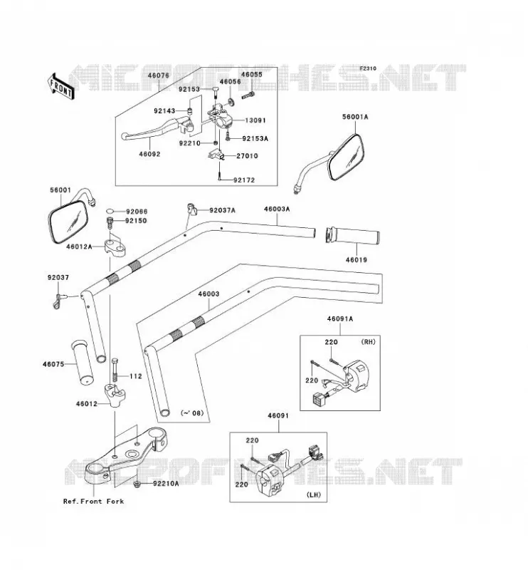 HANDLEBAR Kawasaki MOTOS 900 2010 VN900 CLASSIC  VN900BAF