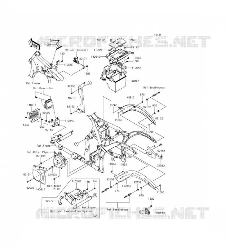 FRAME PARTS (COUVERTURE) Kawasaki MOTOS 900 2012 VULCAN 900 CLASSIC LT  VN900DCF