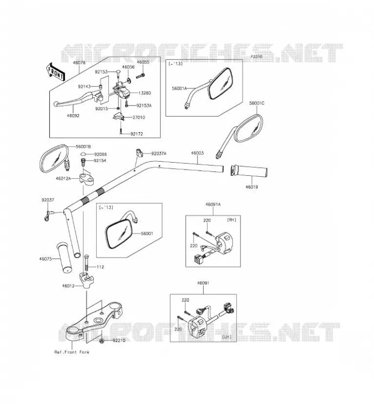 HANDLEBAR Kawasaki MOTOS 900 2014 VULCAN 900 CLASSIC LT  VN900DEF