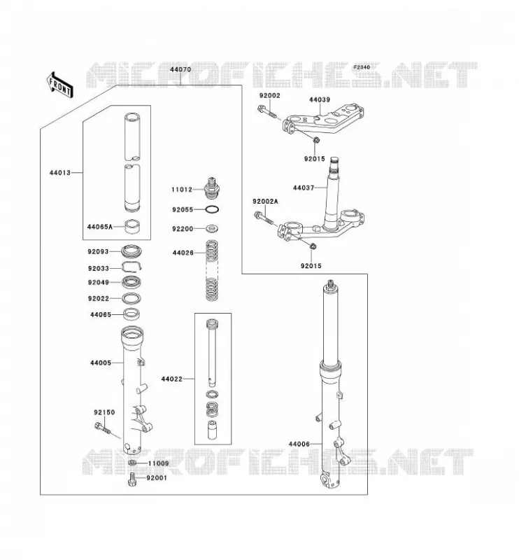 FRONT FORK Kawasaki MOTOS 1000 1998 1000GTR  ZG1000-A13