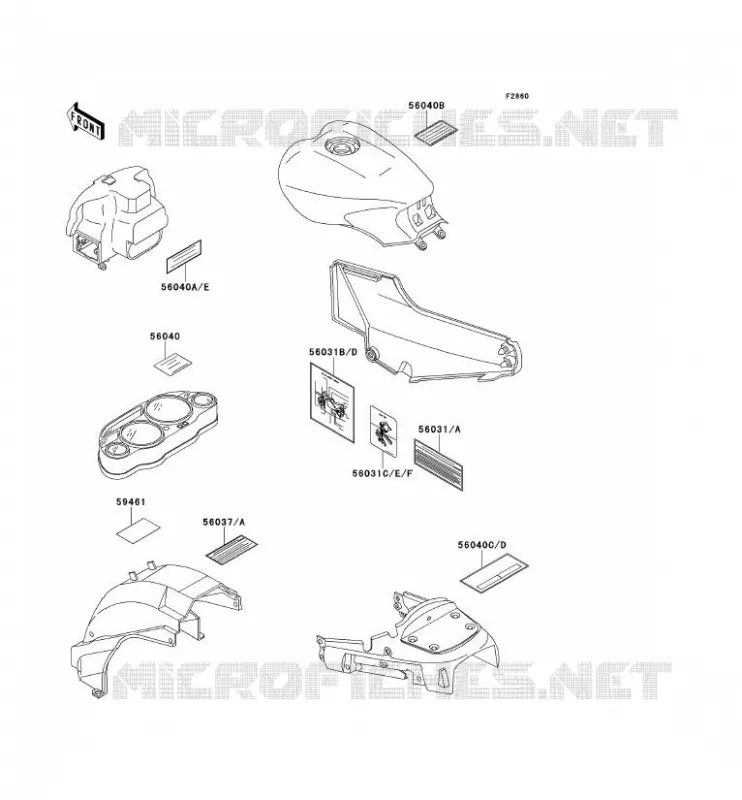 LABELS Kawasaki MOTOS 1000 1999 1000GTR  ZG1000-A14