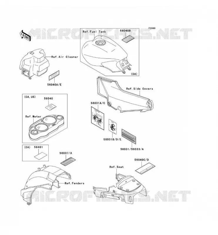 LABELS Kawasaki MOTOS 1000 2001 1000GTR  ZG1000-A16