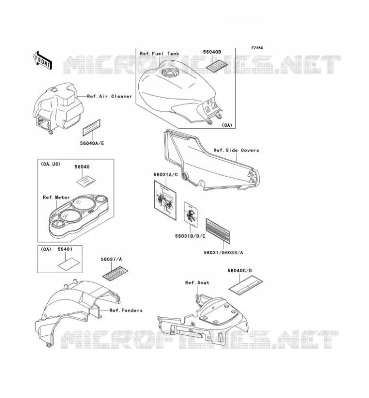LABELS Kawasaki MOTOS 1000 2002 1000GTR  ZG1000-A17