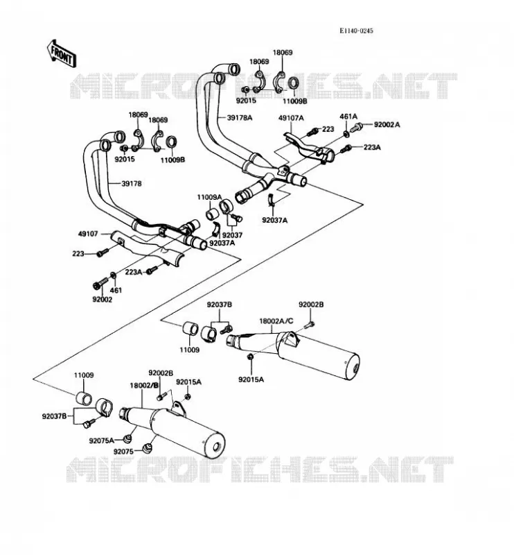 EXHAUST Kawasaki MOTOS 1000 1987 1000GTR  ZG1000-A2