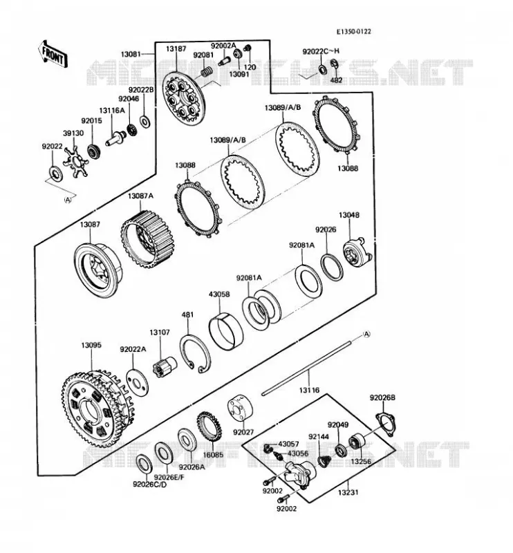 CLUTCH Kawasaki MOTOS 1000 1987 1000GTR  ZG1000-A2