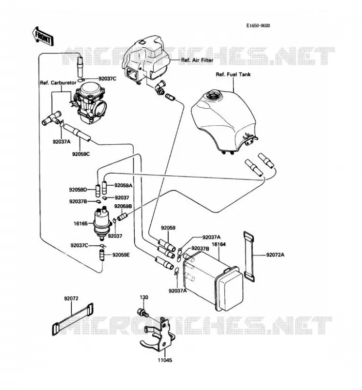 FUEL EVAPORATION SYSTEM Kawasaki MOTOS 1000 1987 1000GTR  ZG1000-A2