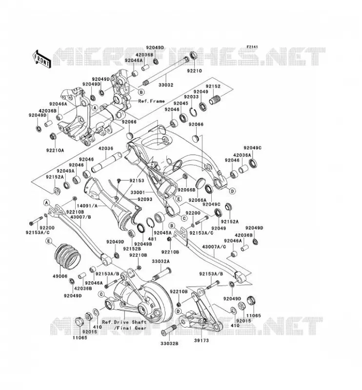 SWINGARM Kawasaki MOTOS 1400 2008 1400GTR  ZG1400B8F