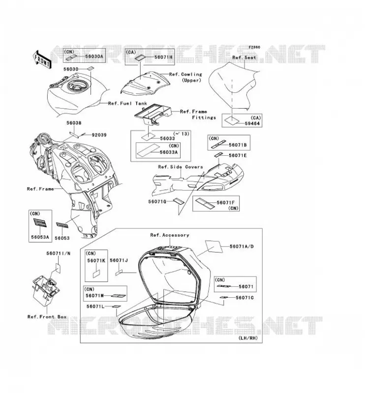 LABELS Kawasaki MOTOS 1400 2010 1400GTR ABS  ZG1400CAF