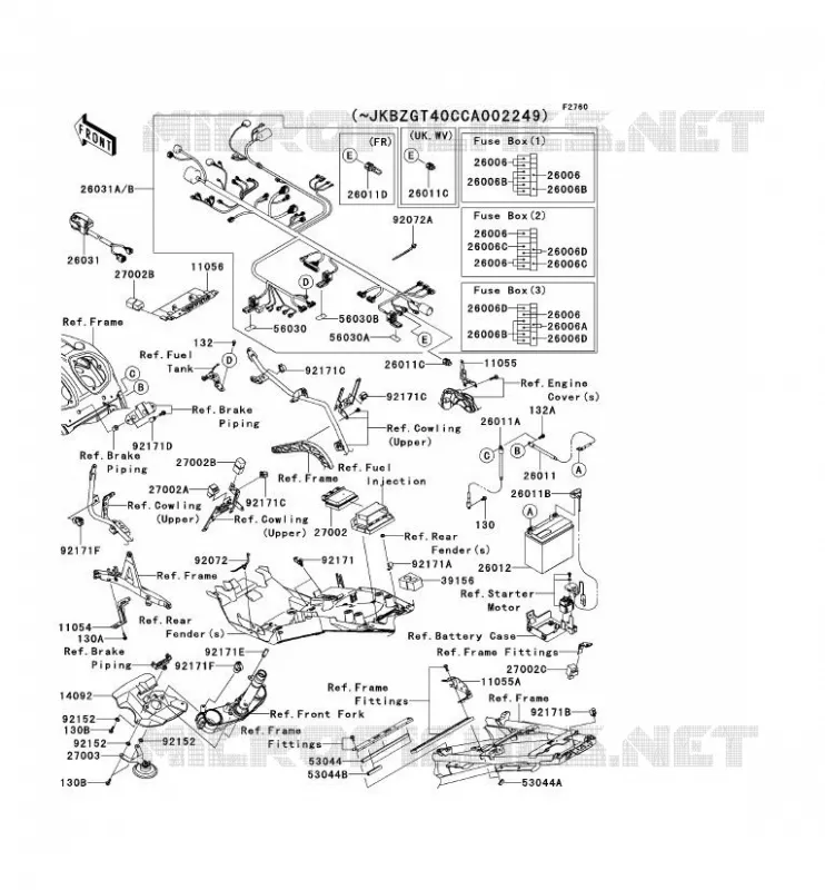 CHASSIS ELECTRICAL EQUIPMENT Kawasaki MOTOS 1400 2012 1400GTR ABS  ZG1400CCF