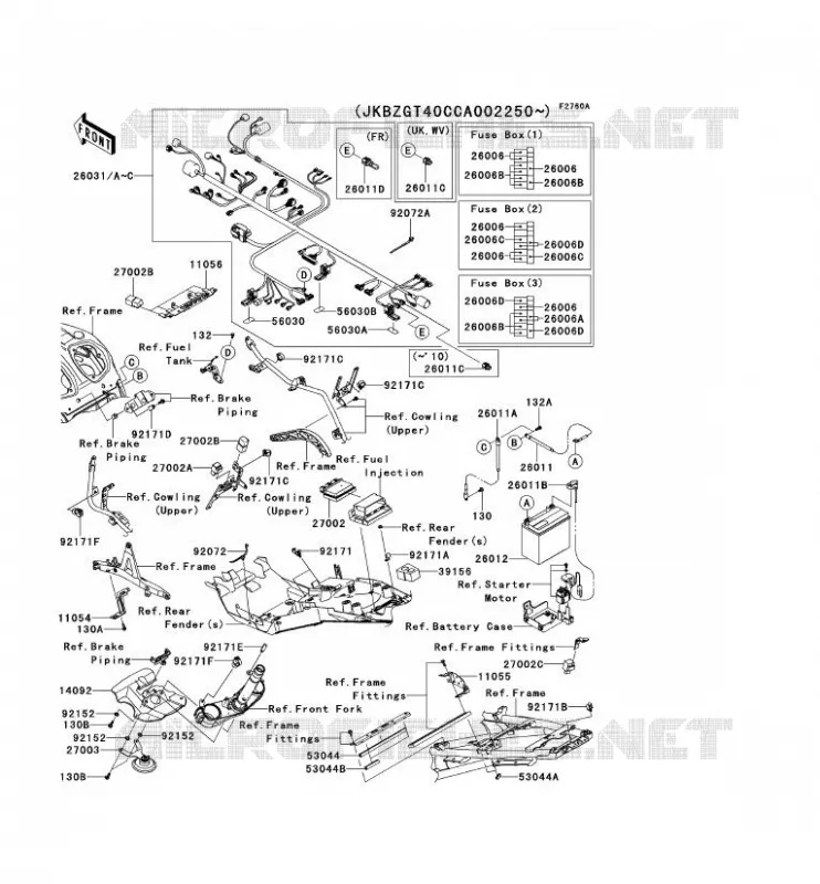 CHASSIS ELECTRICAL EQUIPMENT Kawasaki MOTOS 1400 2012 1400GTR ABS  ZG1400CCF