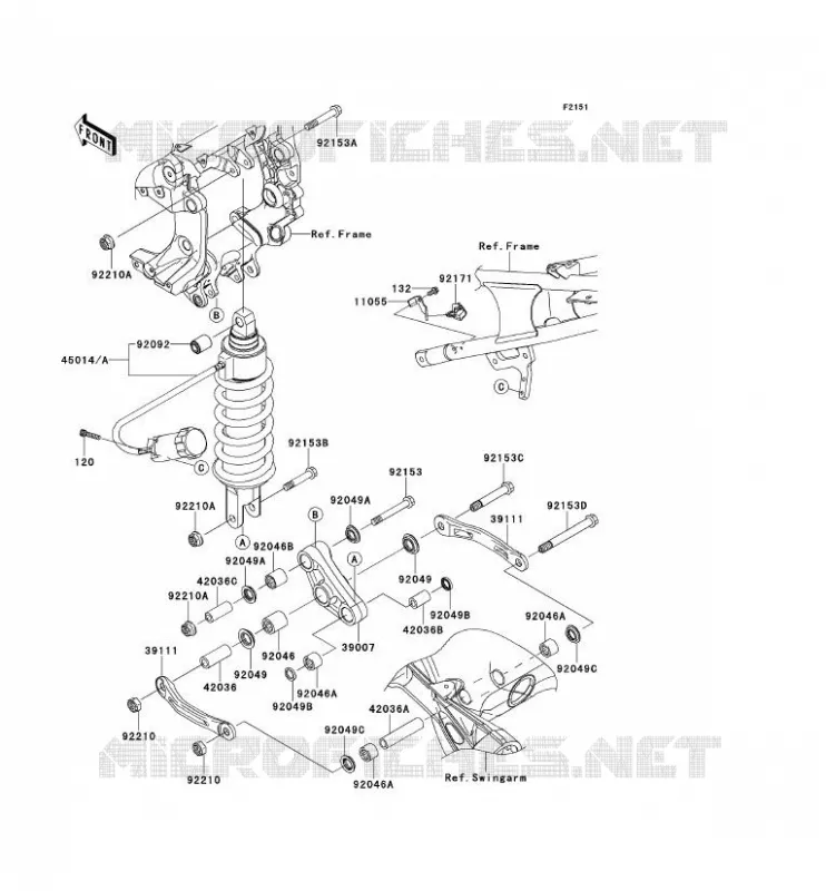 SUSPENSION - SHOCK ABSORBER Kawasaki MOTOS 1400 2014 1400GTR ABS  ZG1400CEF