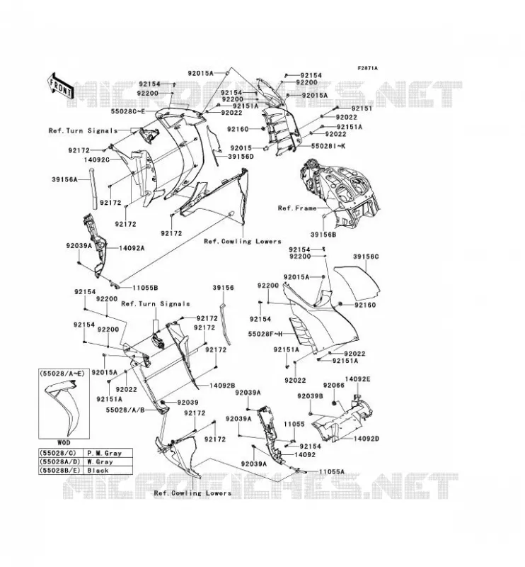 COWLING(CENTRALE) Kawasaki MOTOS 1400 2014 1400GTR ABS  ZG1400CEF