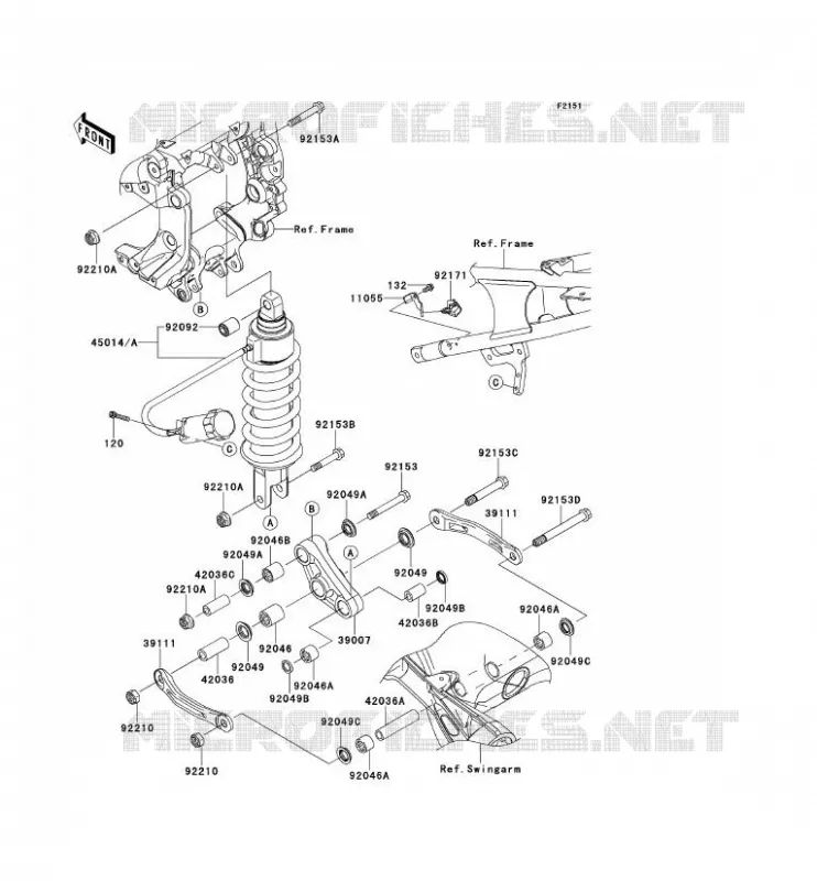 SUSPENSION - SHOCK ABSORBER Kawasaki MOTOS 1400 2014 1400GTR ABS  ZG1400CEF