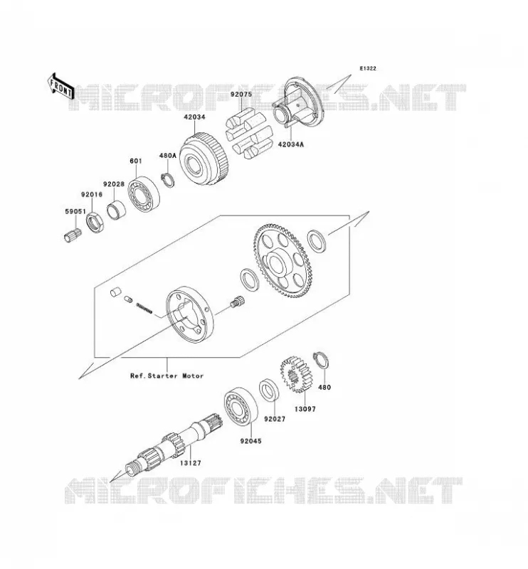 OUTPUT SHAFT Kawasaki MOTOS 600 1996 ELIMINATOR 600  ZL600-B2