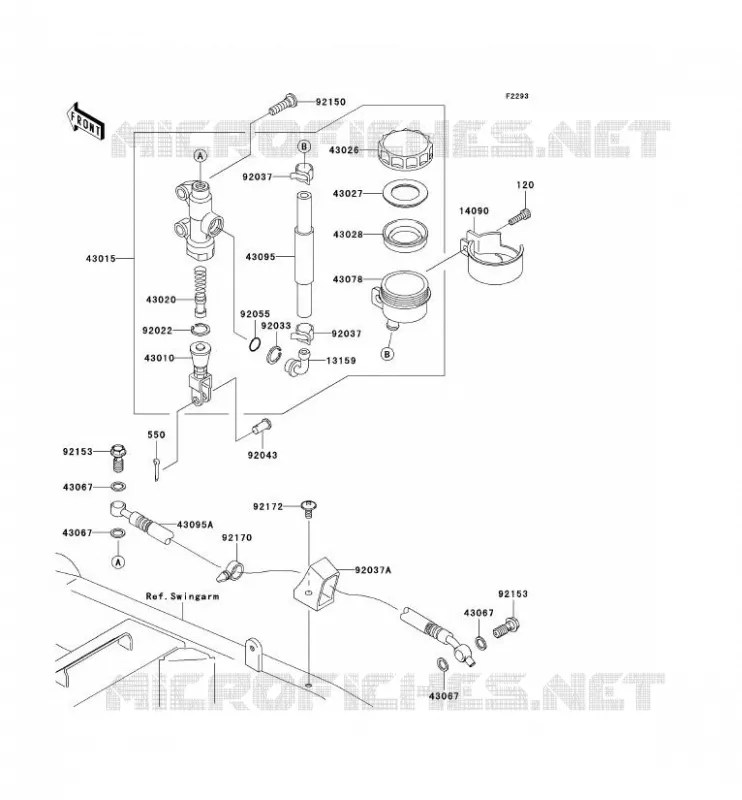 REAR MASTER CYLINDER Kawasaki MOTOS 1000 2003 Z1000  ZR1000-A1