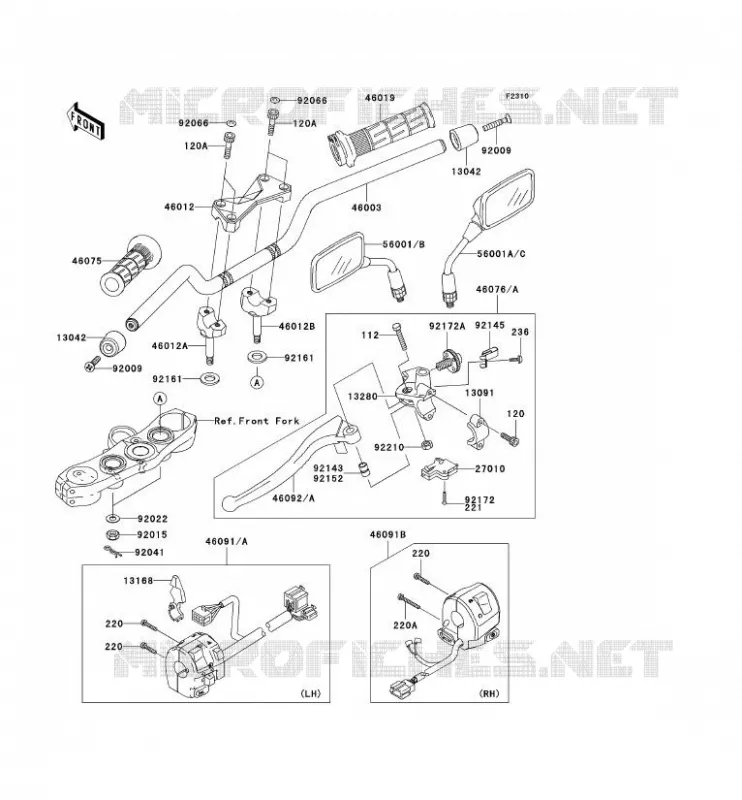 HANDLEBAR Kawasaki MOTOS 1000 2003 Z1000  ZR1000-A1