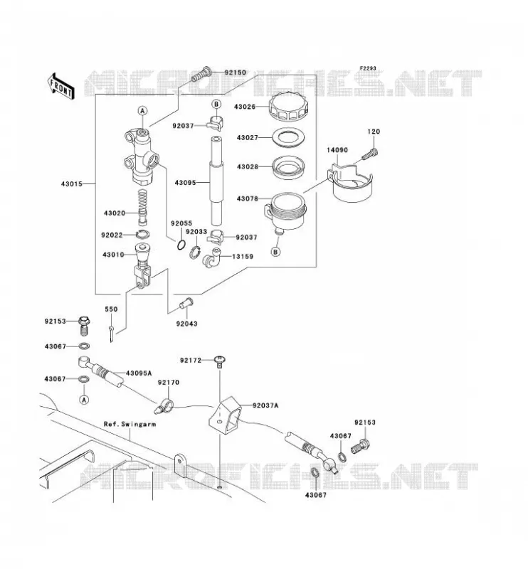REAR MASTER CYLINDER Kawasaki MOTOS 1000 2004 Z1000  ZR1000-A2