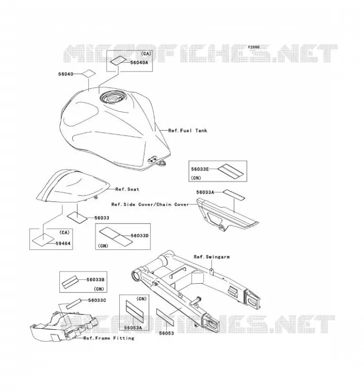 LABELS Kawasaki MOTOS 1000 2004 Z1000  ZR1000-A2