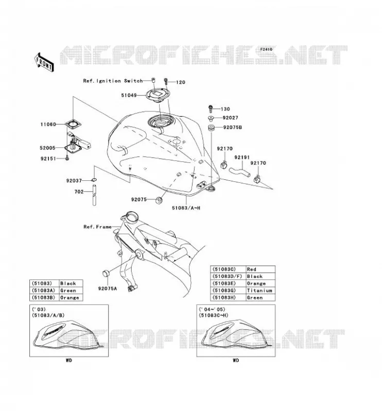 FUEL TANK Kawasaki MOTOS 1000 2004 Z1000  ZR1000-A2H
