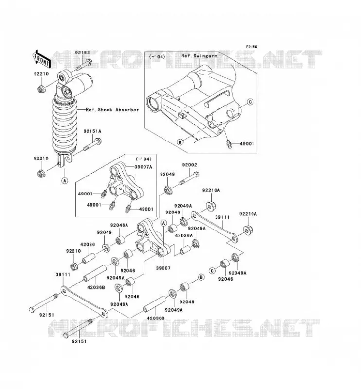SUSPENSION Kawasaki MOTOS 1000 2004 Z1000  ZR1000-A2H