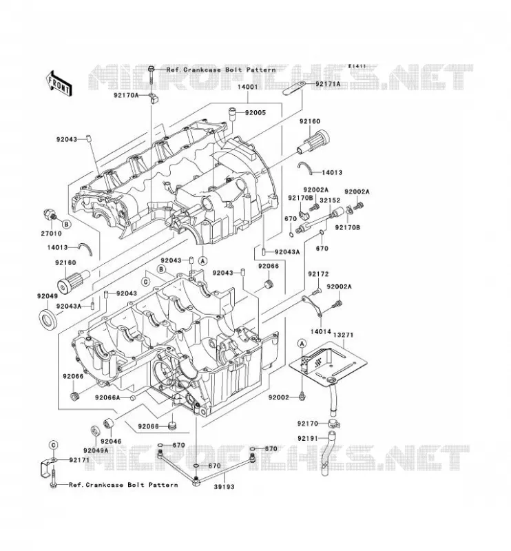 CRANKCASE(S) Kawasaki MOTOS 1000 2004 Z1000  ZR1000-A2H