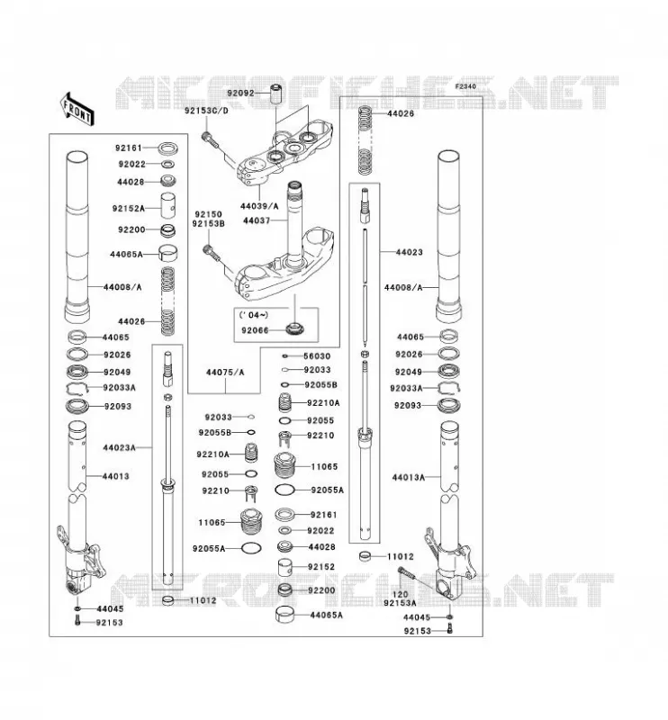 FRONT FORK Kawasaki MOTOS 1000 2004 Z1000  ZR1000-A2H