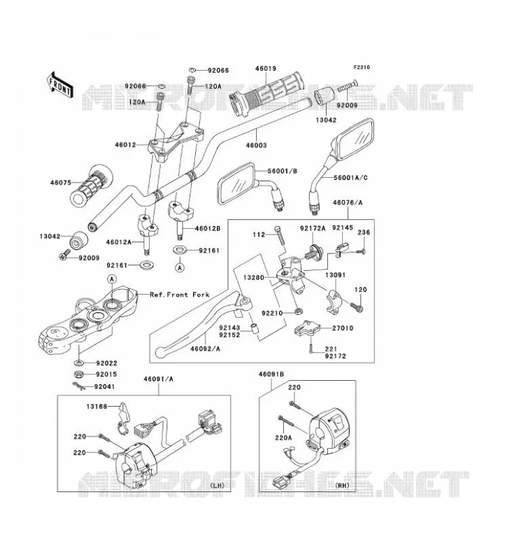 HANDLEBAR Kawasaki MOTOS 1000 2004 Z1000  ZR1000-A2H