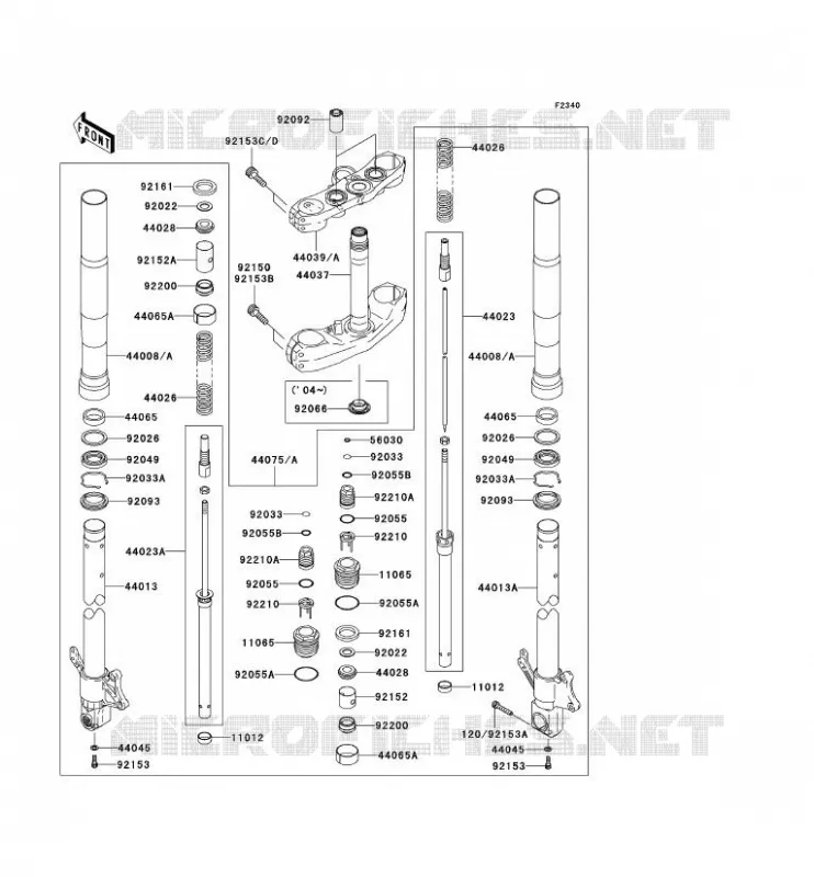 FRONT FORK Kawasaki MOTOS 1000 2005 Z1000  ZR1000-A3