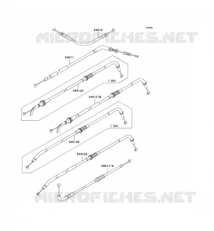 CABLES Kawasaki MOTOS 1000 2005 Z1000  ZR1000-A3H