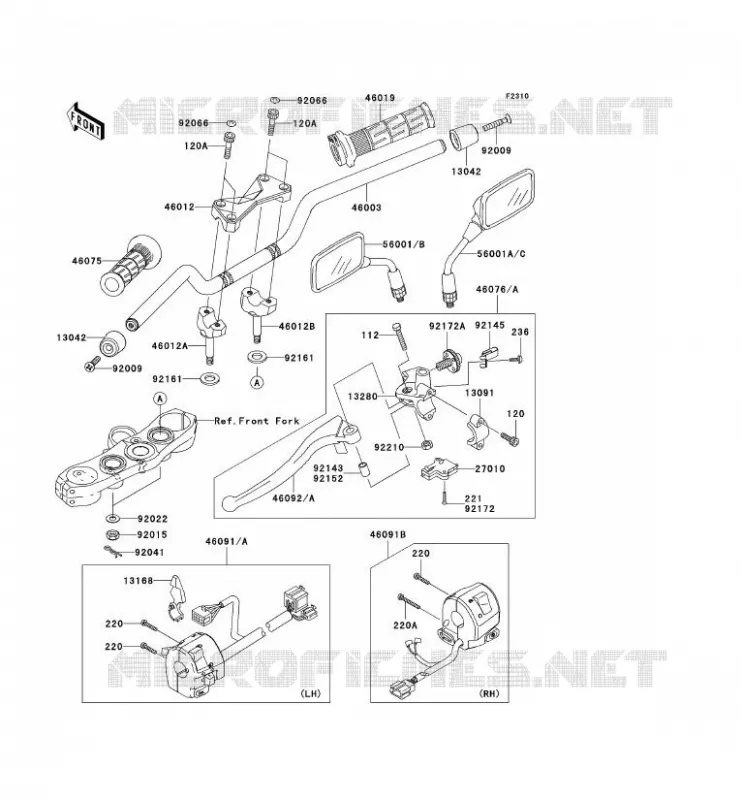 HANDLEBAR Kawasaki MOTOS 1000 2005 Z1000  ZR1000-A3H