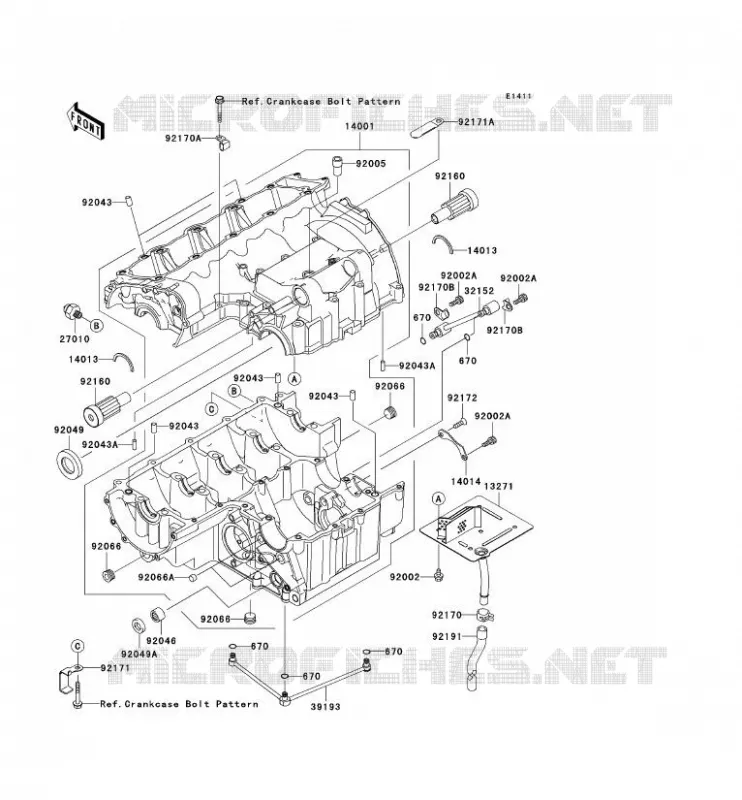 CRANKCASE(S) Kawasaki MOTOS 1000 2005 Z1000  ZR1000-A3H