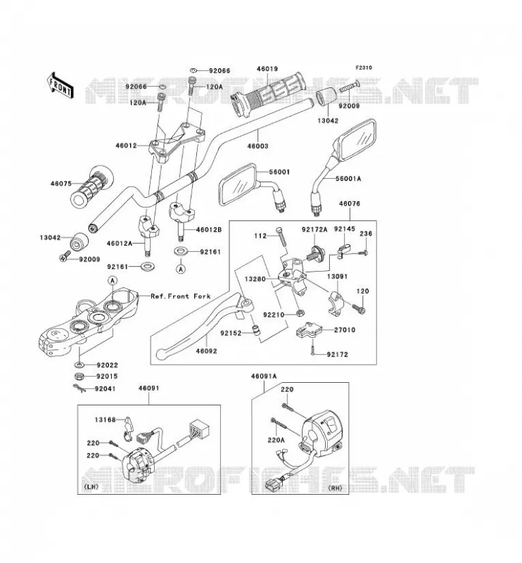 HANDLEBAR Kawasaki MOTOS 1000 2006 Z1000  ZR1000A6F