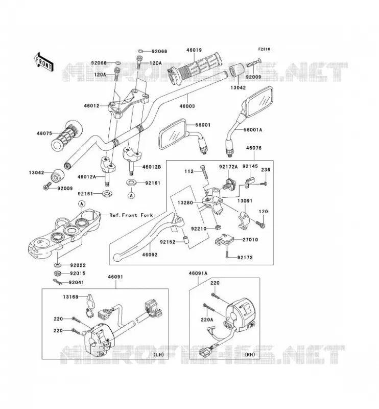 HANDLEBAR Kawasaki MOTOS 1000 2006 Z1000  ZR1000A6F
