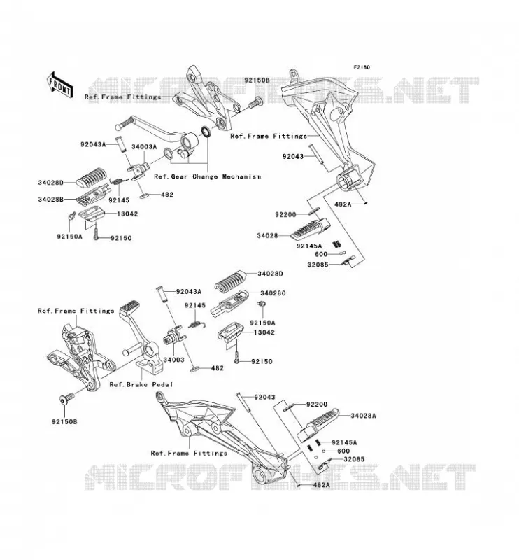 FOOTREST Kawasaki MOTOS 1000 2007 Z1000  ZR1000B7F