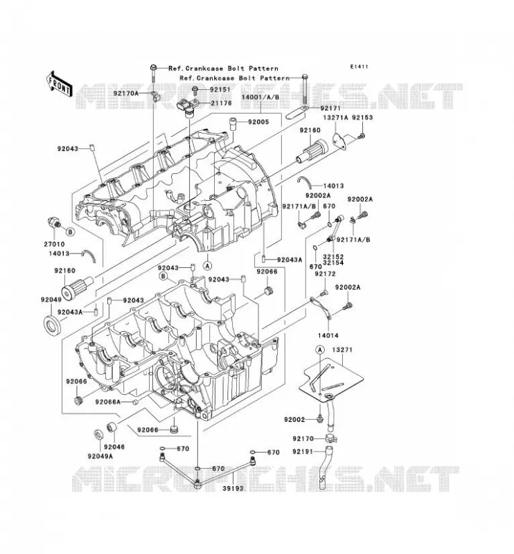 CRANKCASE(S) Kawasaki MOTOS 1000 2008 Z1000  ZR1000B8F