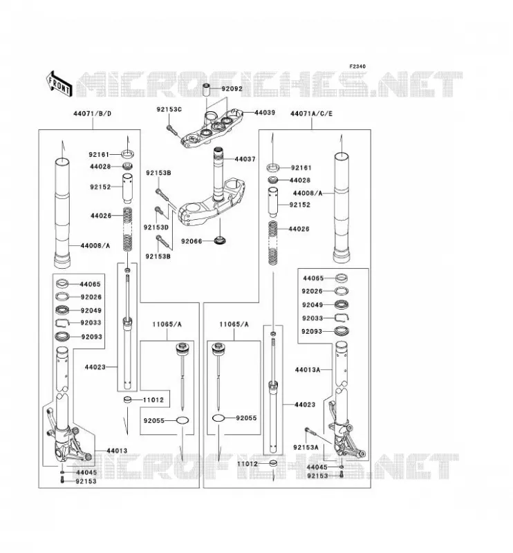 FRONT FORK Kawasaki MOTOS 1000 2008 Z1000  ZR1000B8F