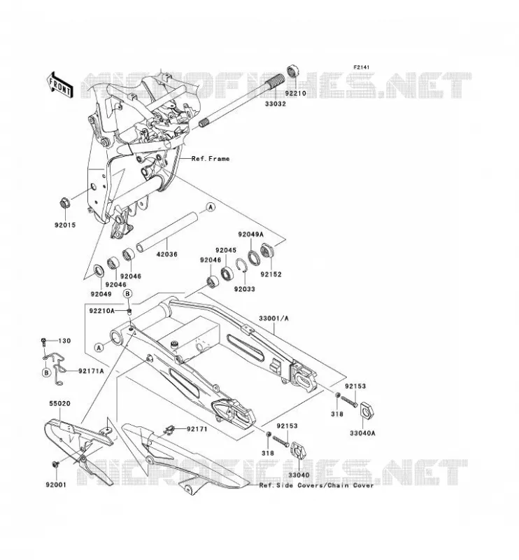 SWINGARM Kawasaki MOTOS 1000 2008 Z1000  ZR1000B8F