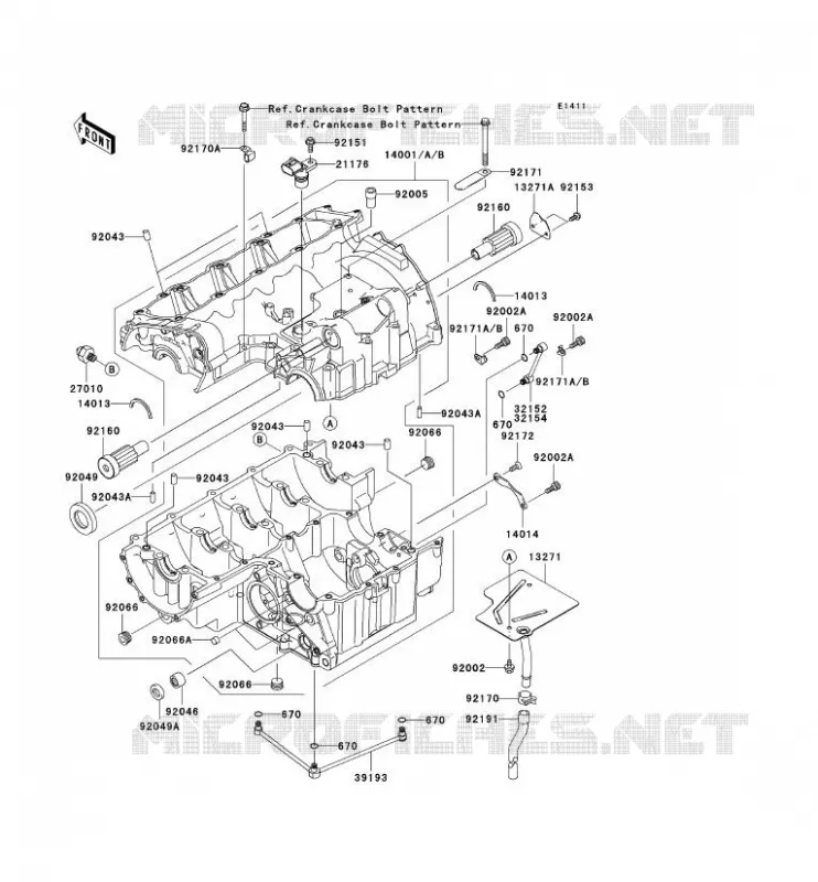 CRANKCASE(S) Kawasaki MOTOS 1000 2009 Z1000  ZR1000B9F