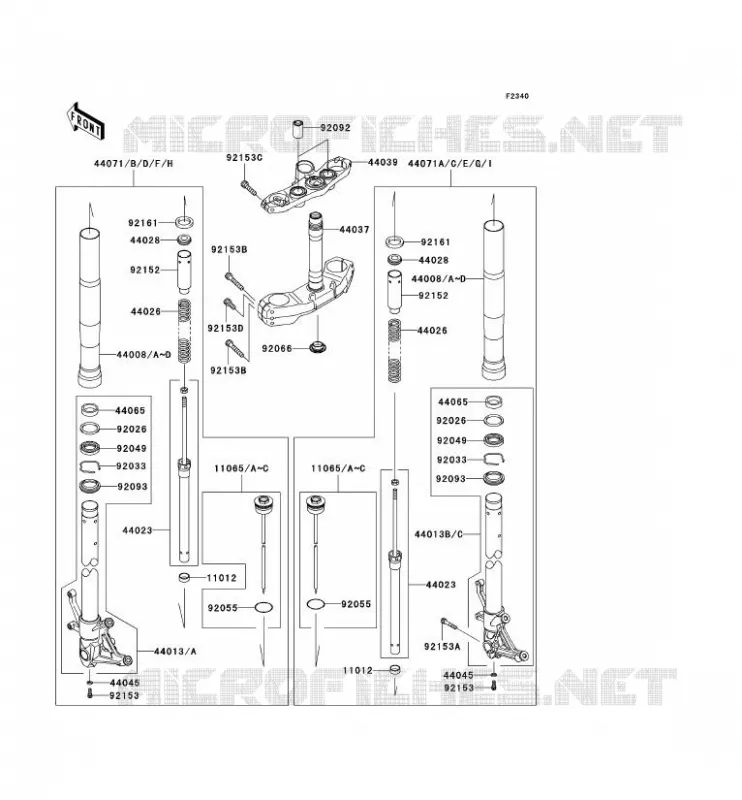 FRONT FORK Kawasaki MOTOS 1000 2009 Z1000  ZR1000B9F