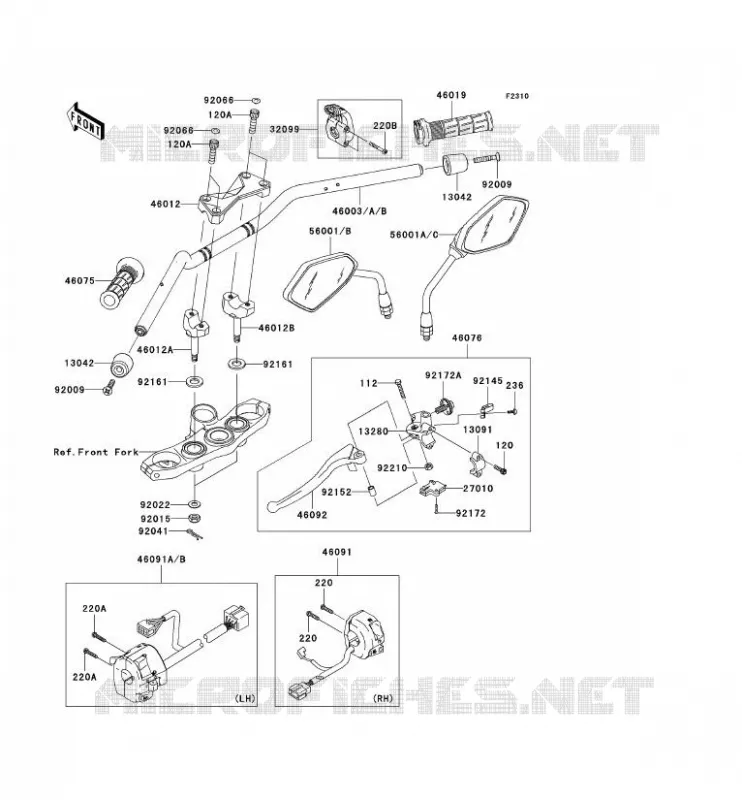 HANDLEBAR Kawasaki MOTOS 1000 2007 Z1000 ABS  ZR1000C7F