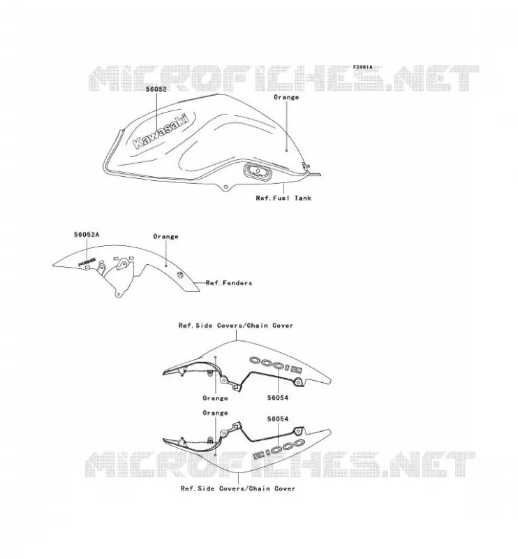 STICKER(ORANGE) Kawasaki MOTOS 1000 2007 Z1000 ABS  ZR1000C7F