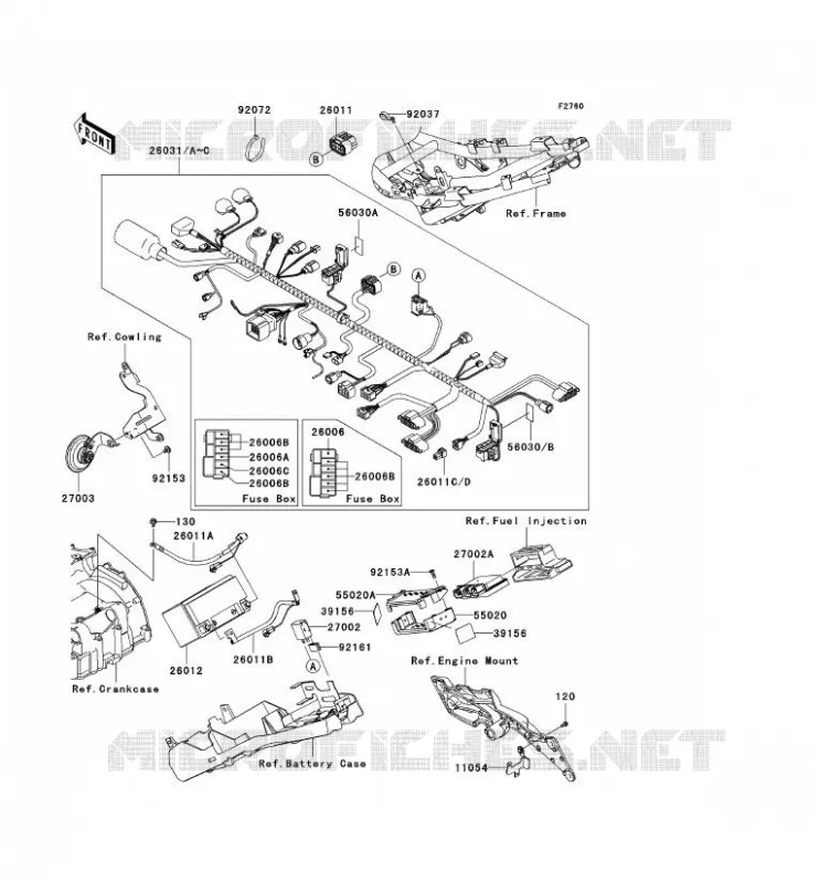 CHASSIS ELECTRICAL EQUIPMENT Kawasaki MOTOS 1000 2009 Z1000 ABS  ZR1000C9F