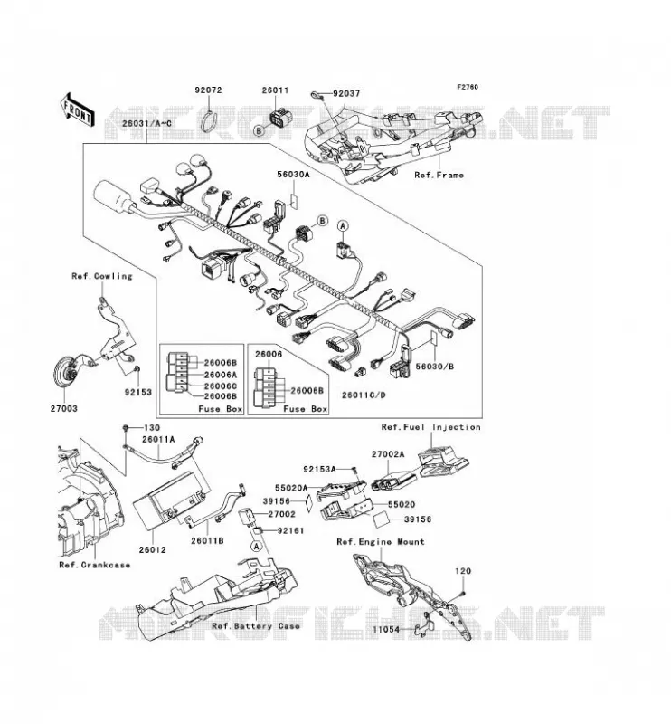CHASSIS ELECTRICAL EQUIPMENT Kawasaki MOTOS 1000 2009 Z1000 ABS  ZR1000C9F