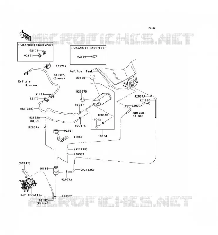FUEL EVAPORATION SYSTEM(CA) Kawasaki MOTOS 1000 2010 Z1000  ZR1000DAF