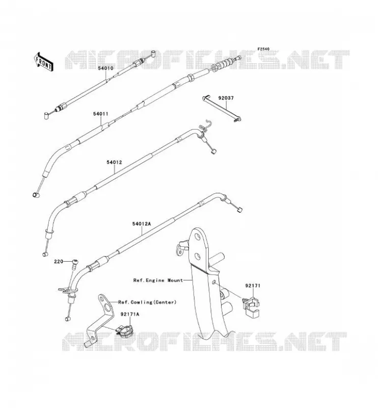 CABLES Kawasaki MOTOS 1000 2010 Z1000  ZR1000DAF
